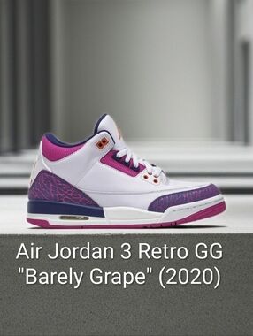 Air Jordan 3 Retro GG "Barely Grape" (2020) M6Y/W7.5 NEW W/OG BOX